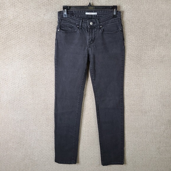 Levis 712 Jeans Womens 28 Black Slim Straight Mid Rise Denim Stretch Black Tab‎ - Picture 1 of 16